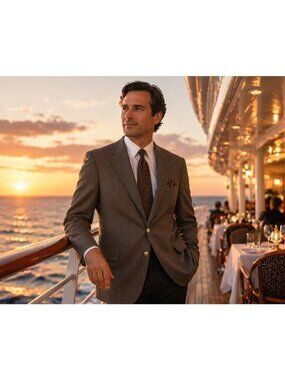 Vintage 80s Mens Brown Blazer Size 46L Tailored USA Palm Beach for Schwart's